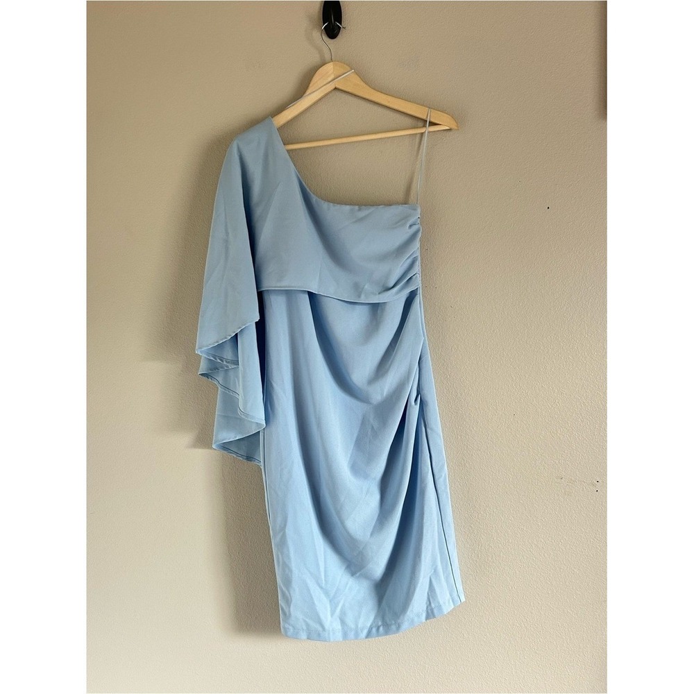 Strut & Bolt Light Blue One-Shoulder Draped Women's Dress Small NWOT mc2-10